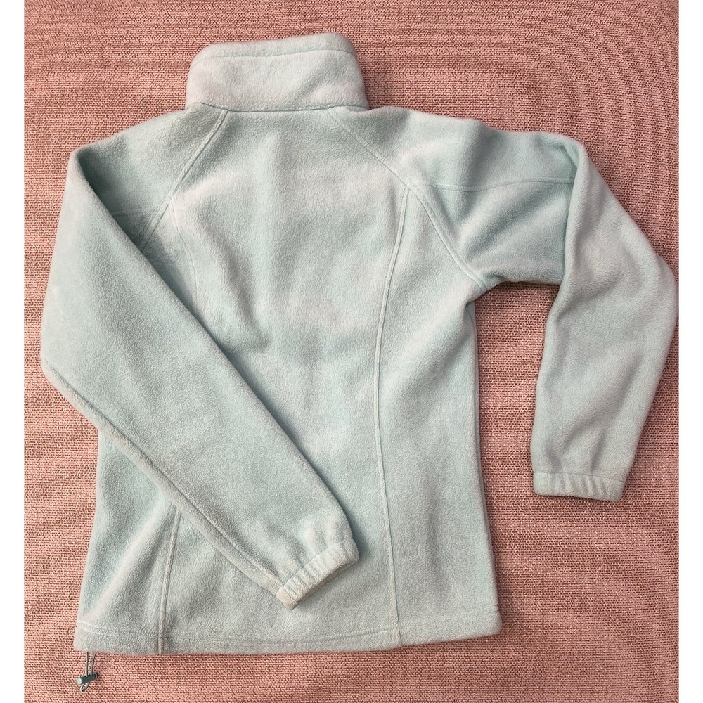 Columbia Women's Light Blue Fleece Full Zip Jacket S Adjustable Drawstring - Picture 5 of 9